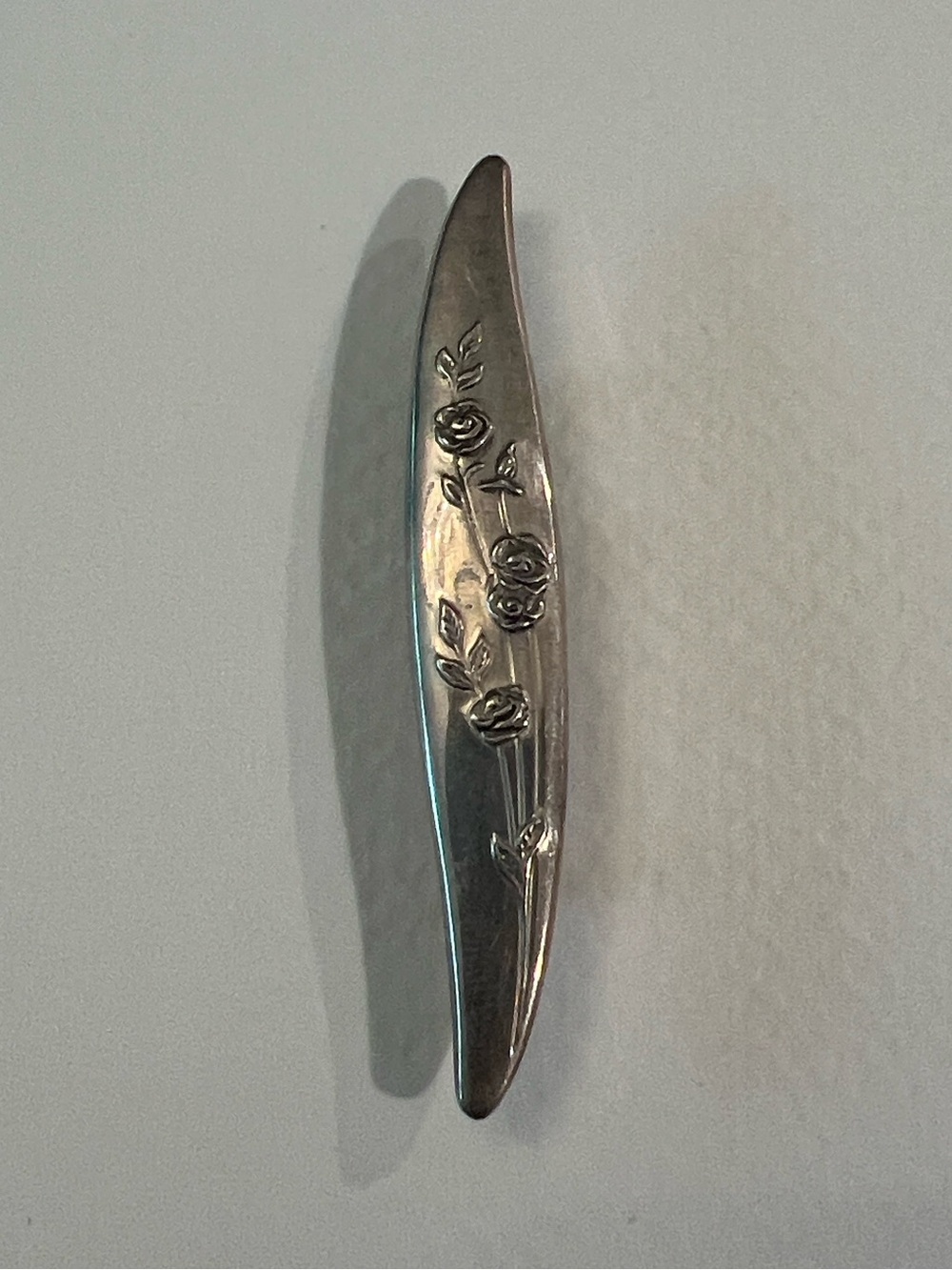 Vintage Sterling Silver Rose Floral Brooch